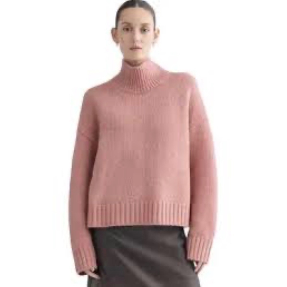 Everlane The Cloud Oversized Turtleneck Sweater Rose Pink Merino Alpaca Medium